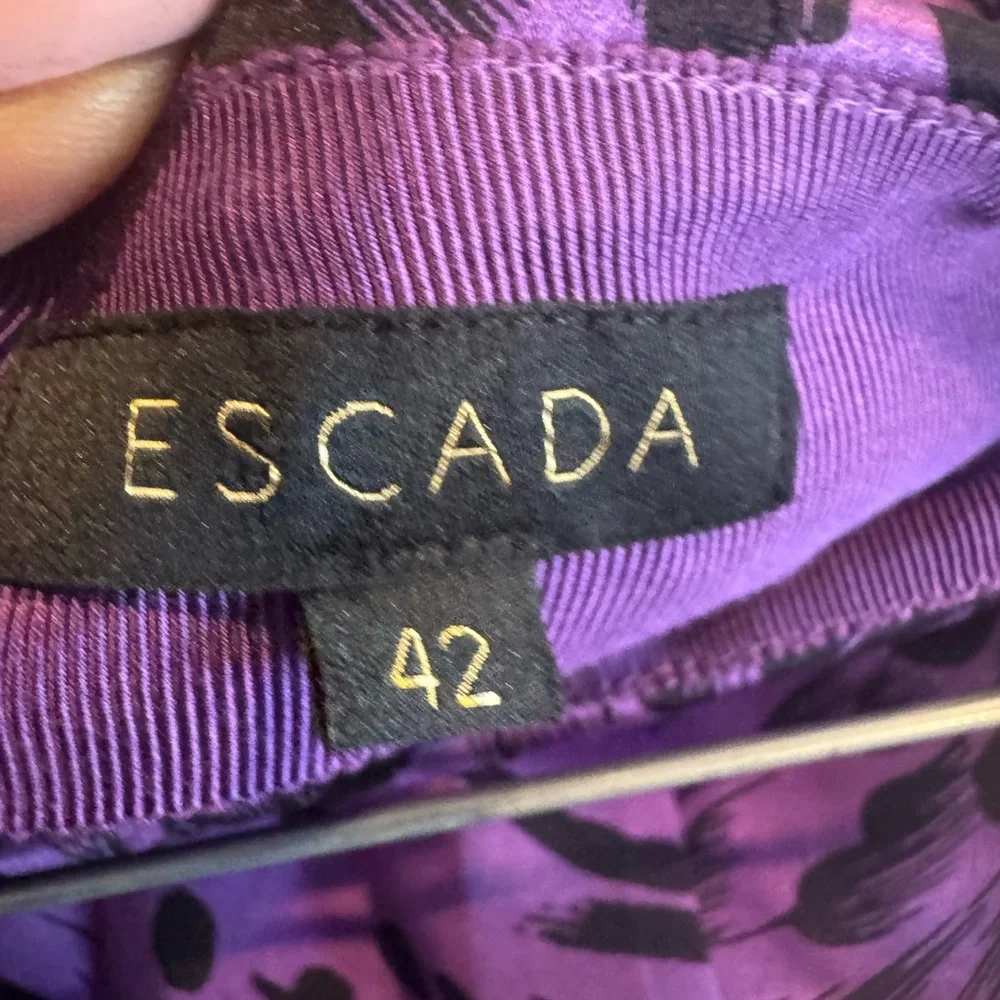 Escada Asymmetrical Skirt in Vibrant Purple and‎ Black 42